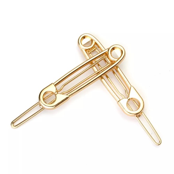 Back in New safety pin hair clips set of two - Picture 6 of 7