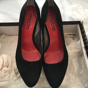 5 inch black suede heels NIB