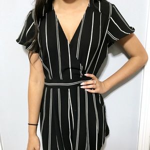 Black and white striped romper