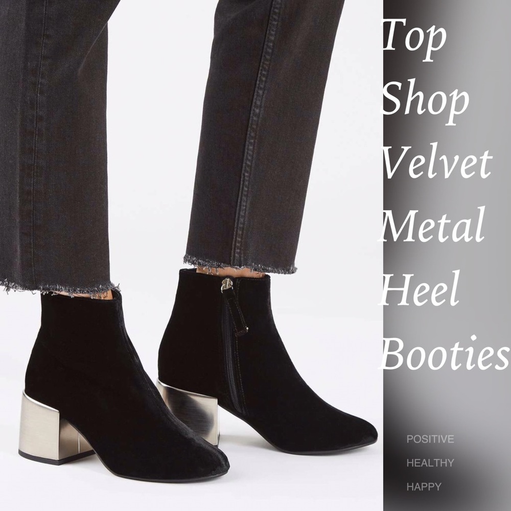 New Top Shop Velvet Metal Heel Bootie