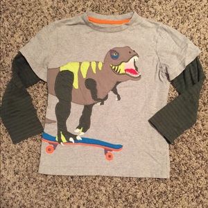 Mini Boden appliqué long-sleeve T-Rex Tee