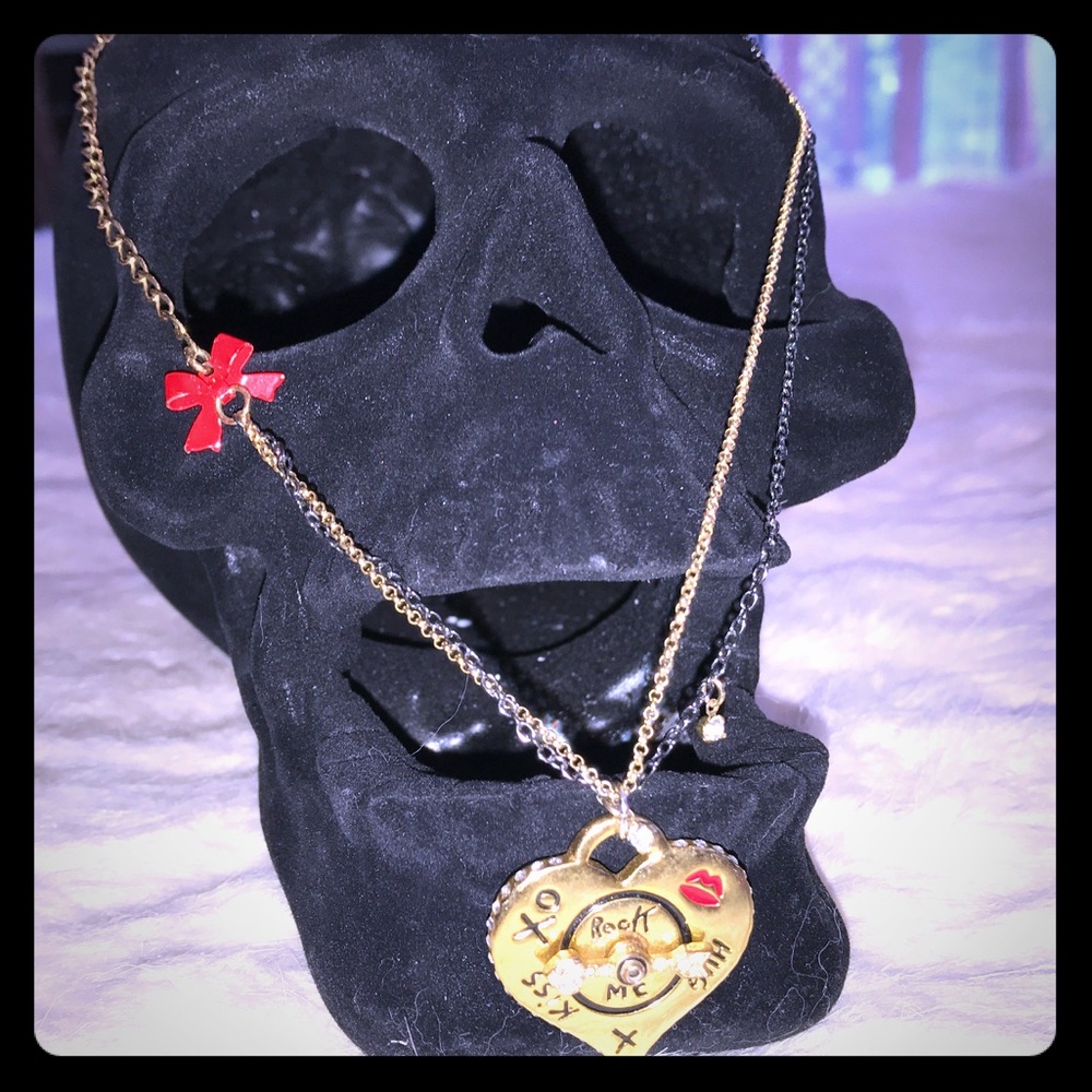 Betsey Johnson rock me heart necklace