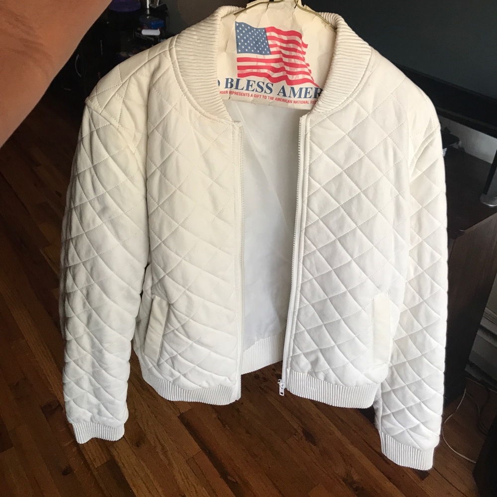 Ubarn outfitters silent +noice white bomber jacket