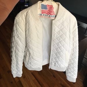 Ubarn outfitters silent +noice white bomber jacket