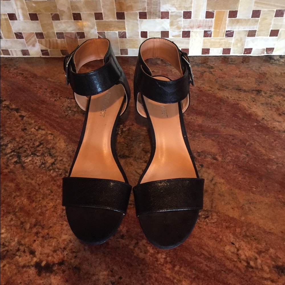 Nine West Black Ankle Strap Sandals