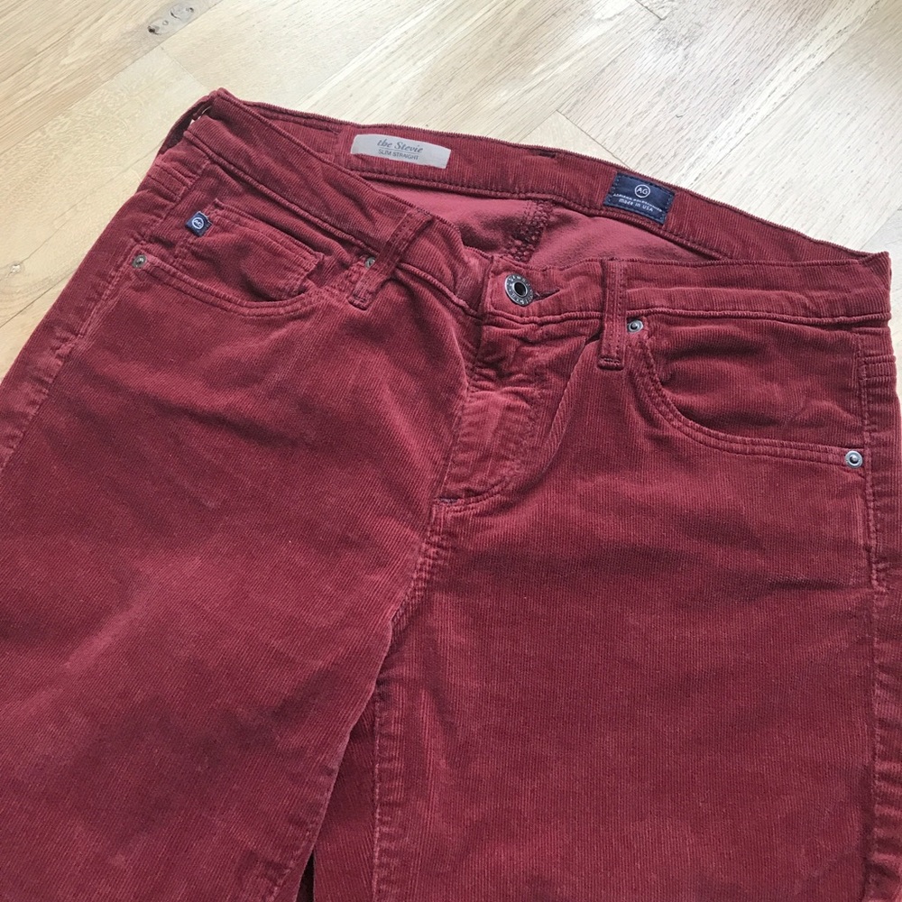 AG cranberry skinny cords