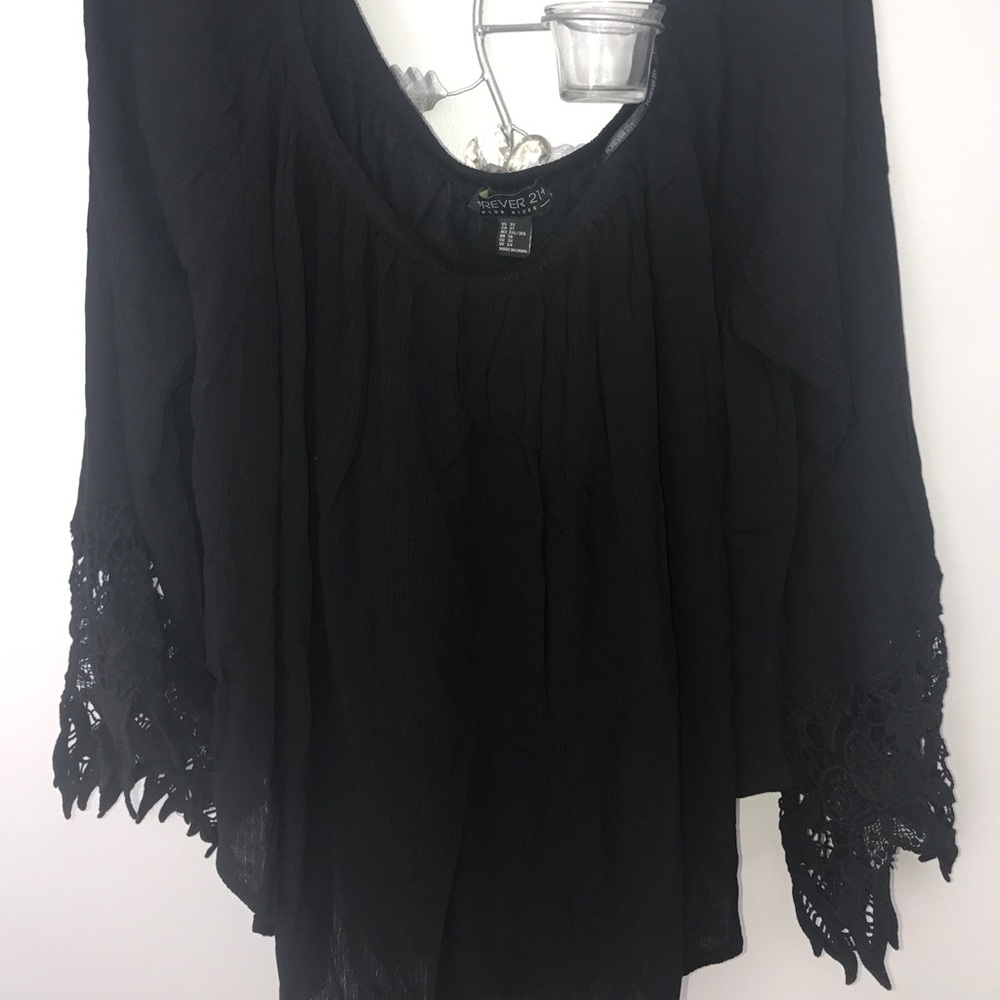 Black Forever21 Off the Shoulder Top
