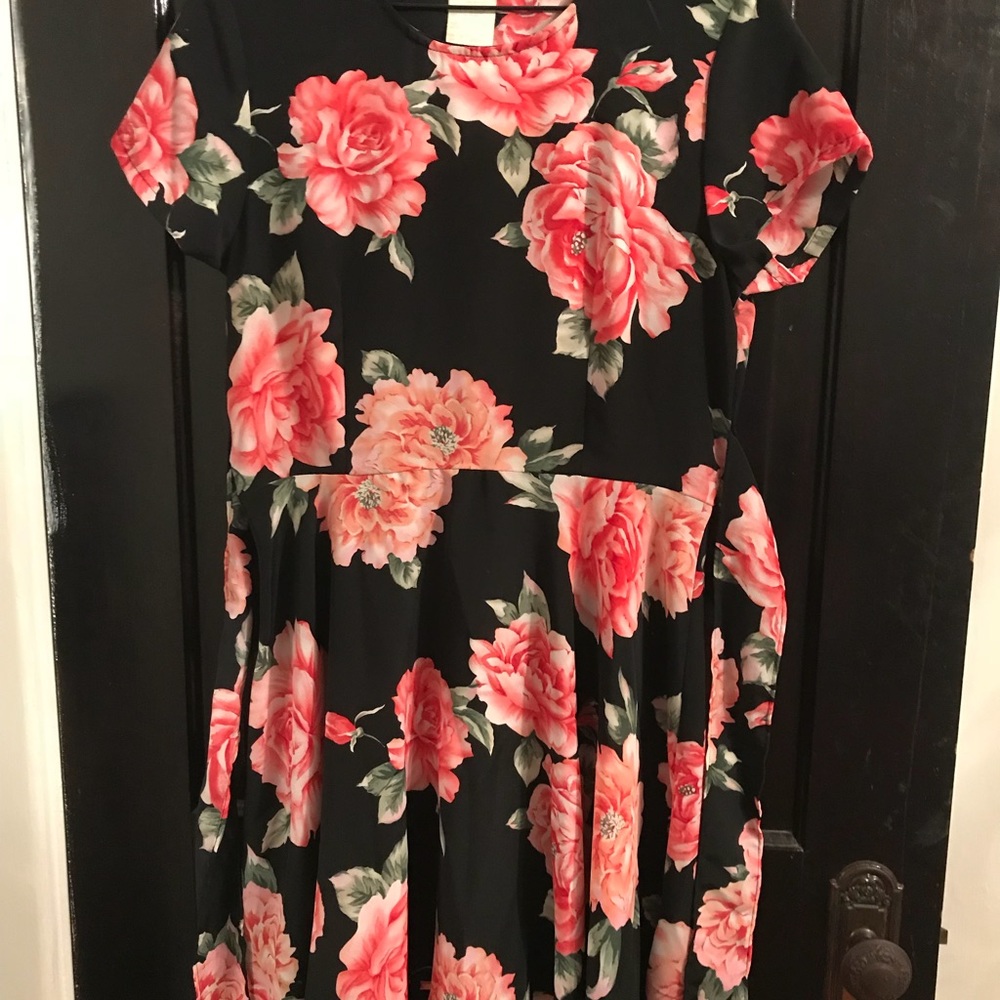 Black floral patterned dress