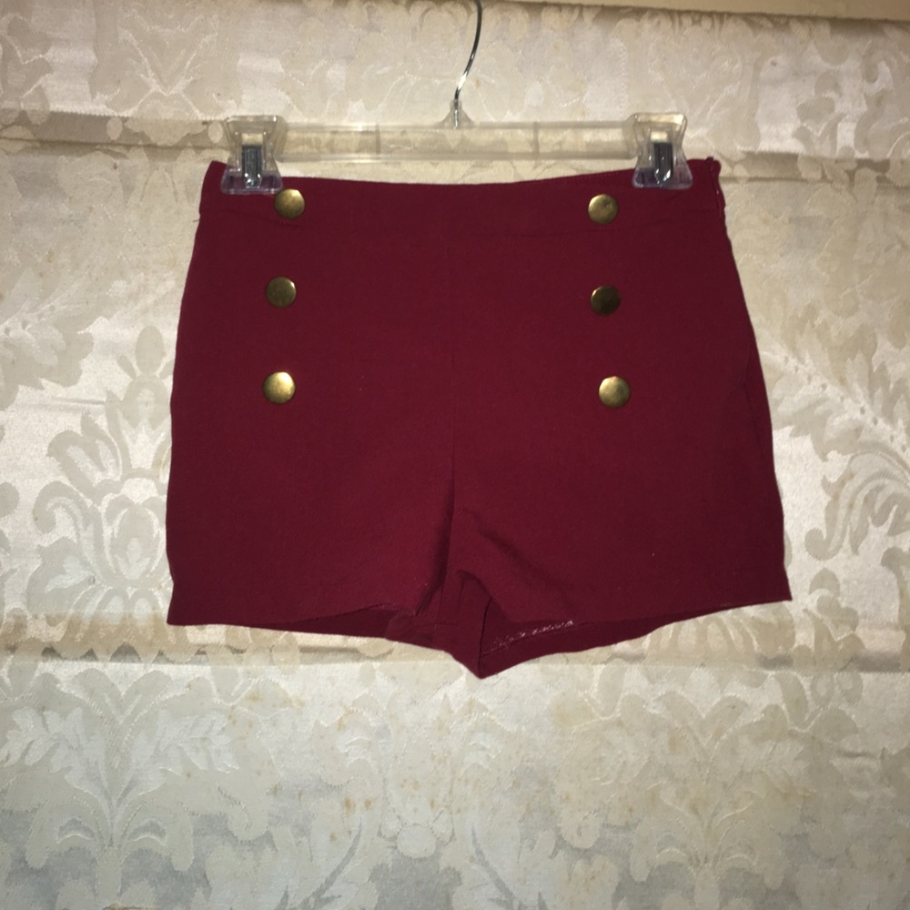 Red high waist shorts