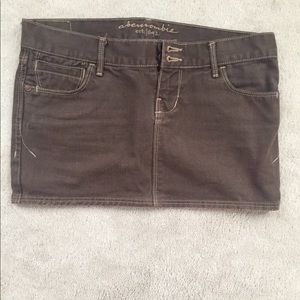 Dark brown denim mini skirt