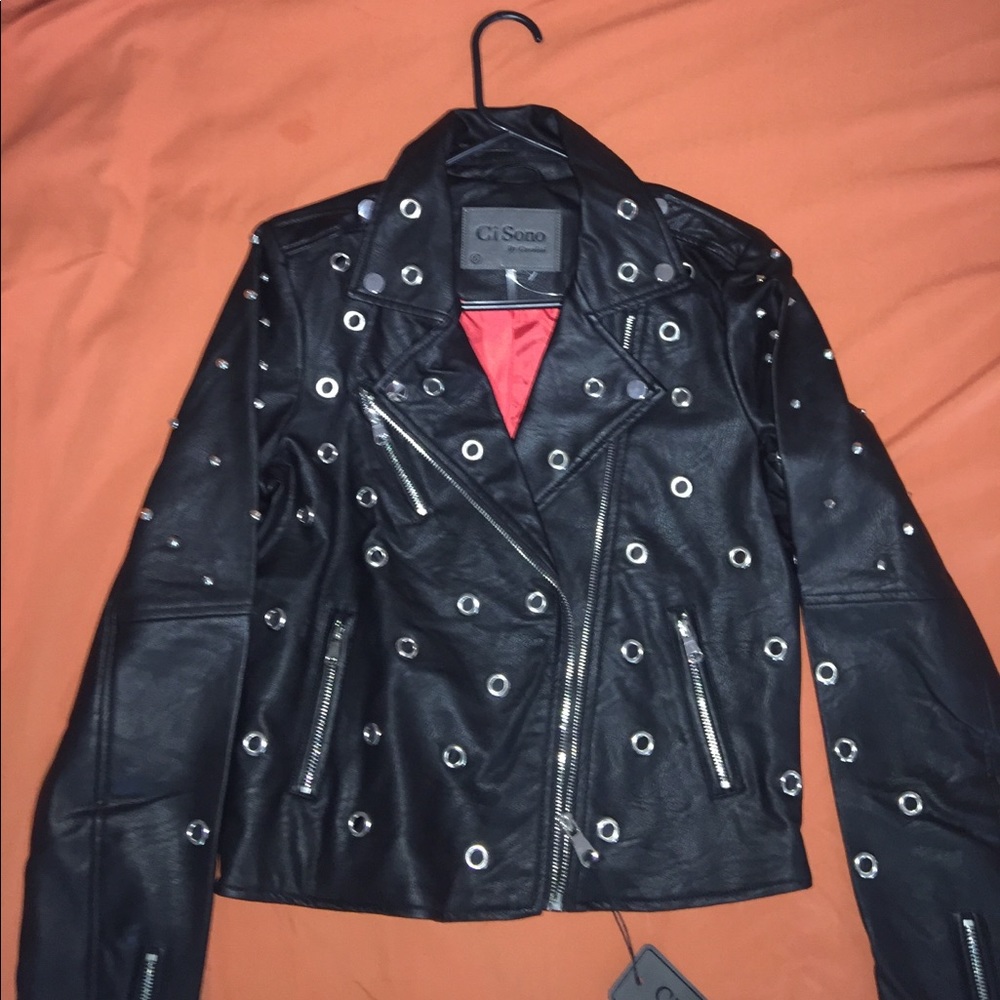 Ci Sono* NWT black vegan leather studded jacket