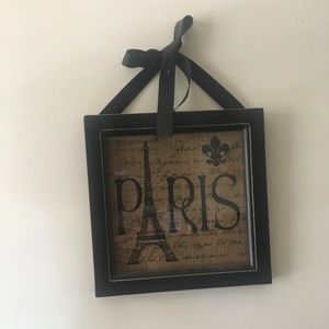 Paris burlap hanging wooden sign