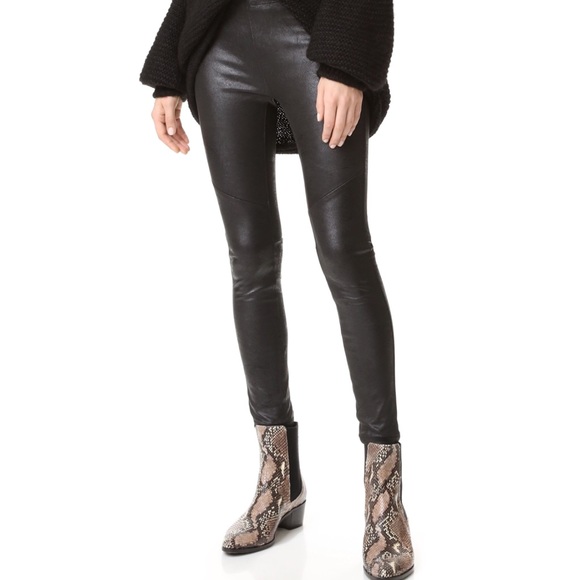 Free People Faux Leather Leggings Black 