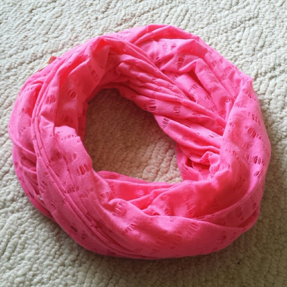 Neon pink destoyed/ punk infinity scarf, like new
