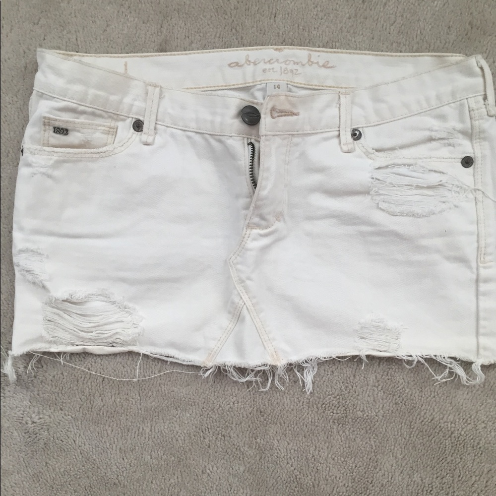Abercrombie kids white denim mini skirt
