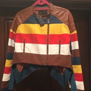 BCBG MAXAZRIA LEATHER / CANVAS JACKET NWT