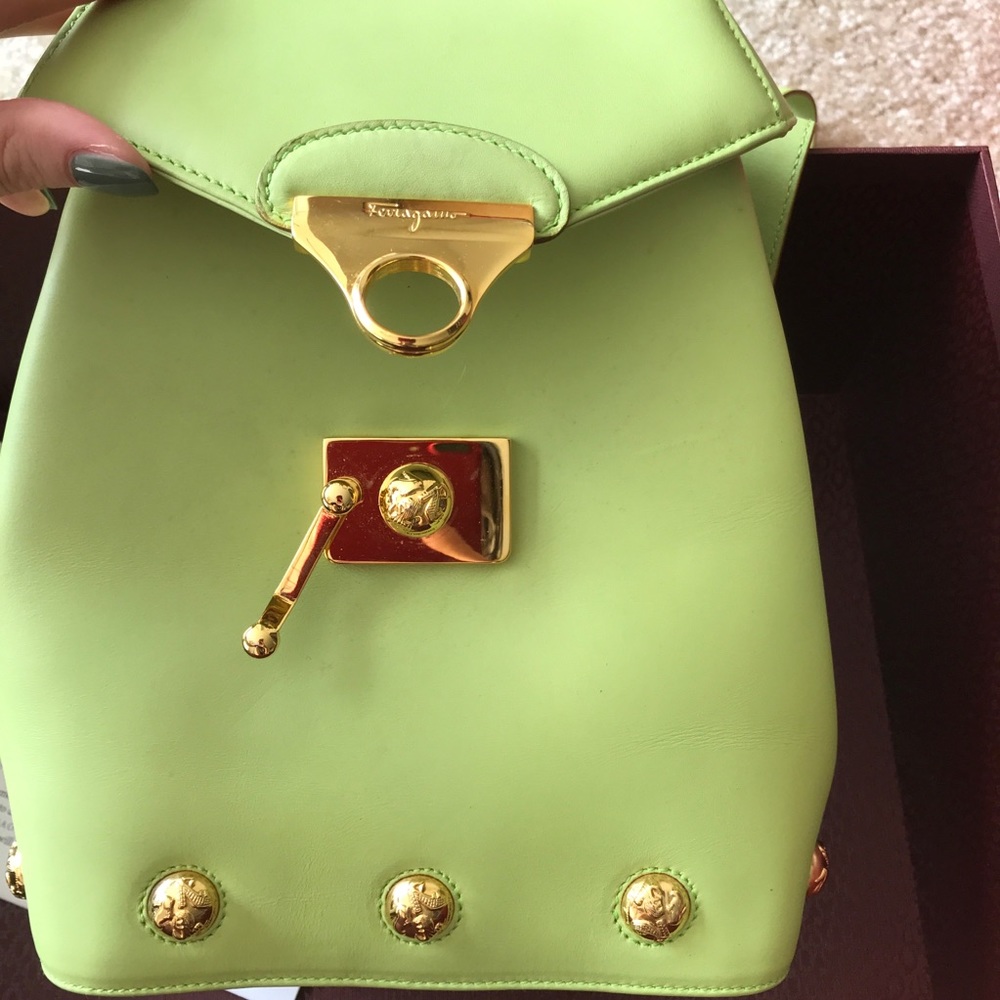 Salvatore Ferragamo light green vintage backpack