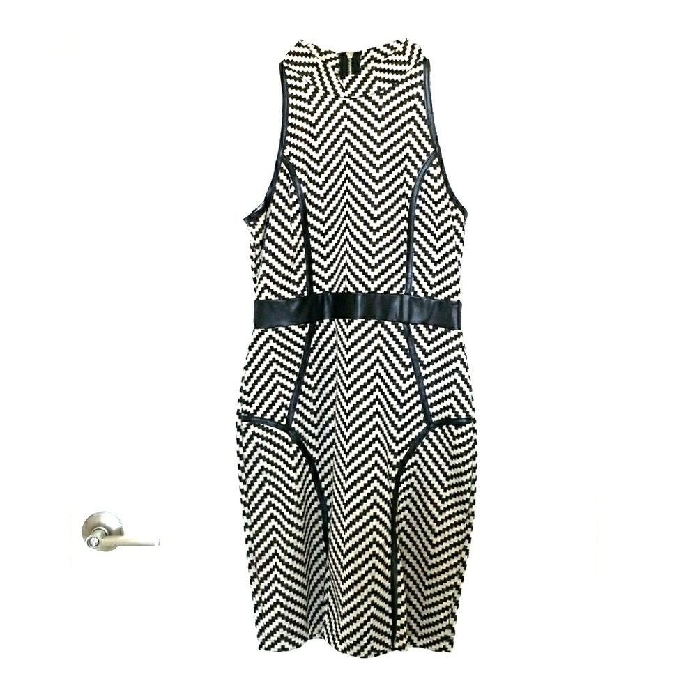 Black and white patterned dress. Professional.