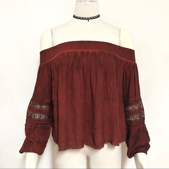 Tops - Off Shoulder Bohemian Hippie Distressed washed Top