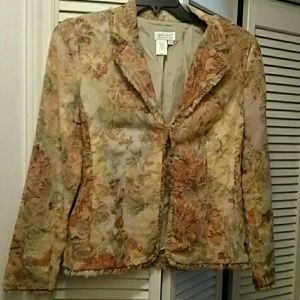 Unique Floral Silk Fringe Blazer