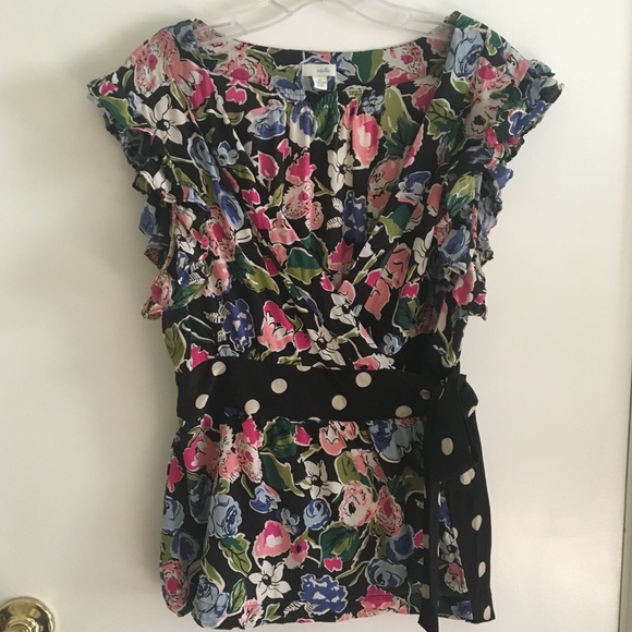 Anthropologie Tops - {Anthro} Floral Polka Dot Top