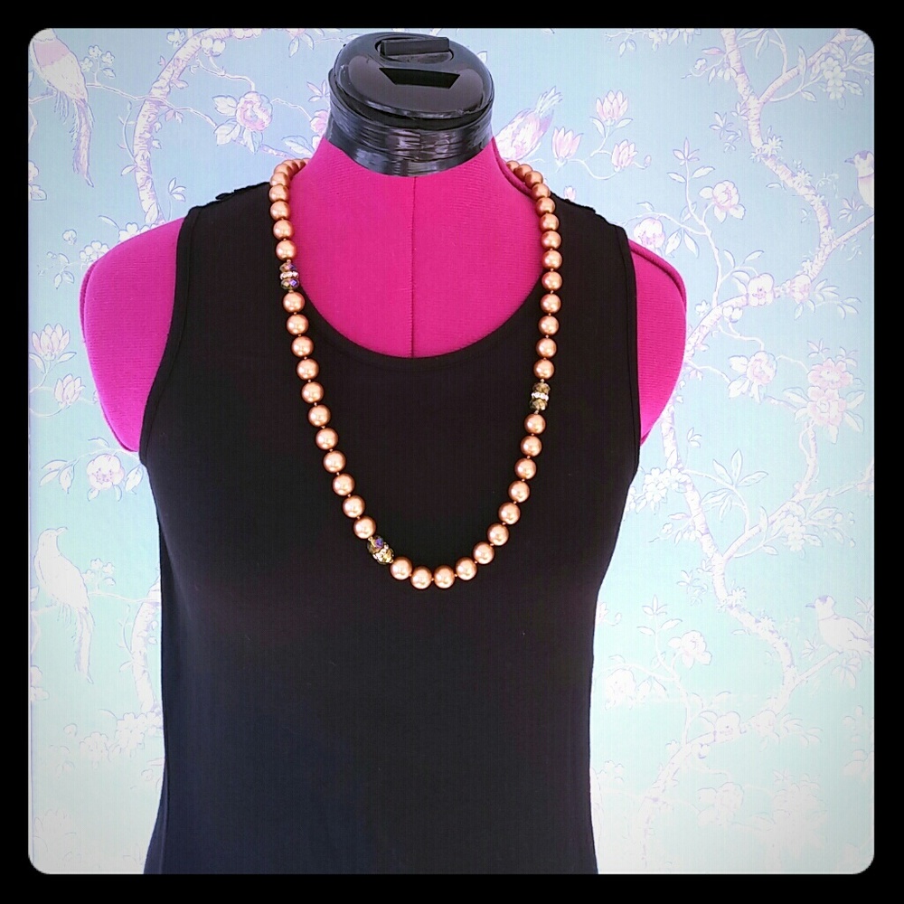 Coldwater Creek Gold Beaded Necklace with Gems