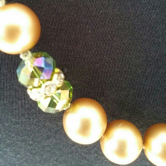 Coldwater Creek Gold Beaded Necklace with Gems - Picture 2 of 5