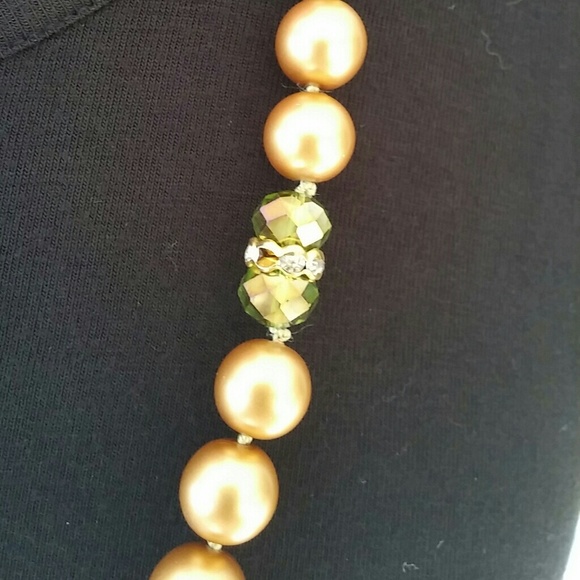 Coldwater Creek Gold Beaded Necklace with Gems - Picture 3 of 5