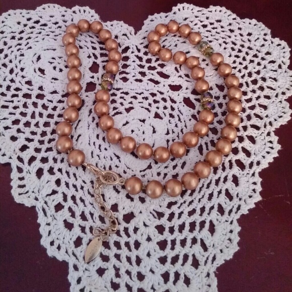 Coldwater Creek Gold Beaded Necklace with Gems - Picture 5 of 5