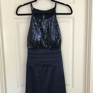 Sequined and Ruched Blue dress