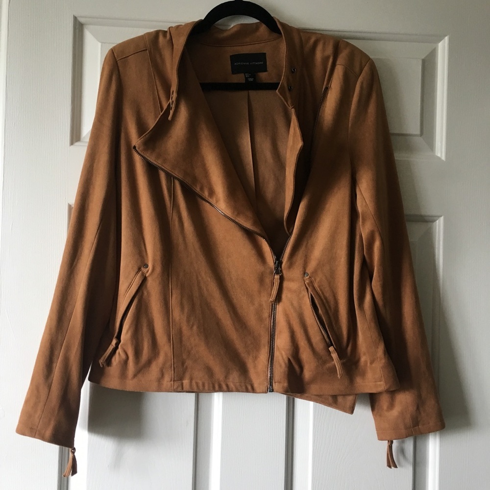 NWOT Adrienne Vittadini Suede Moto Jacket
