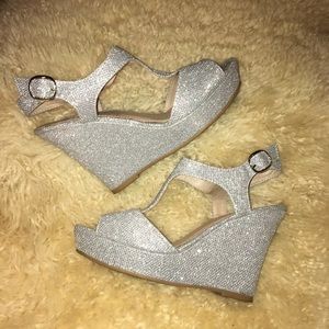 Silver Sparkly Wedges