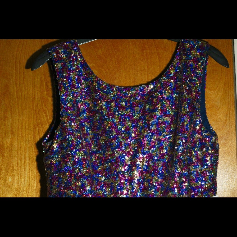 Rainbow Sequined Mini Dress