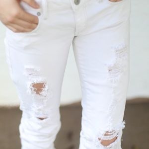 American Eagle Outfitters White ripped jeans