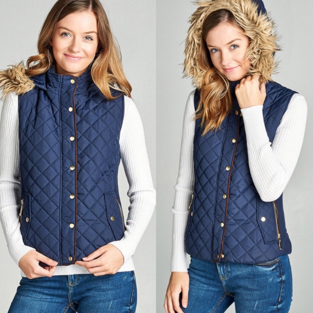 CLEARANCE Faux Fur trim Hoodie vest!