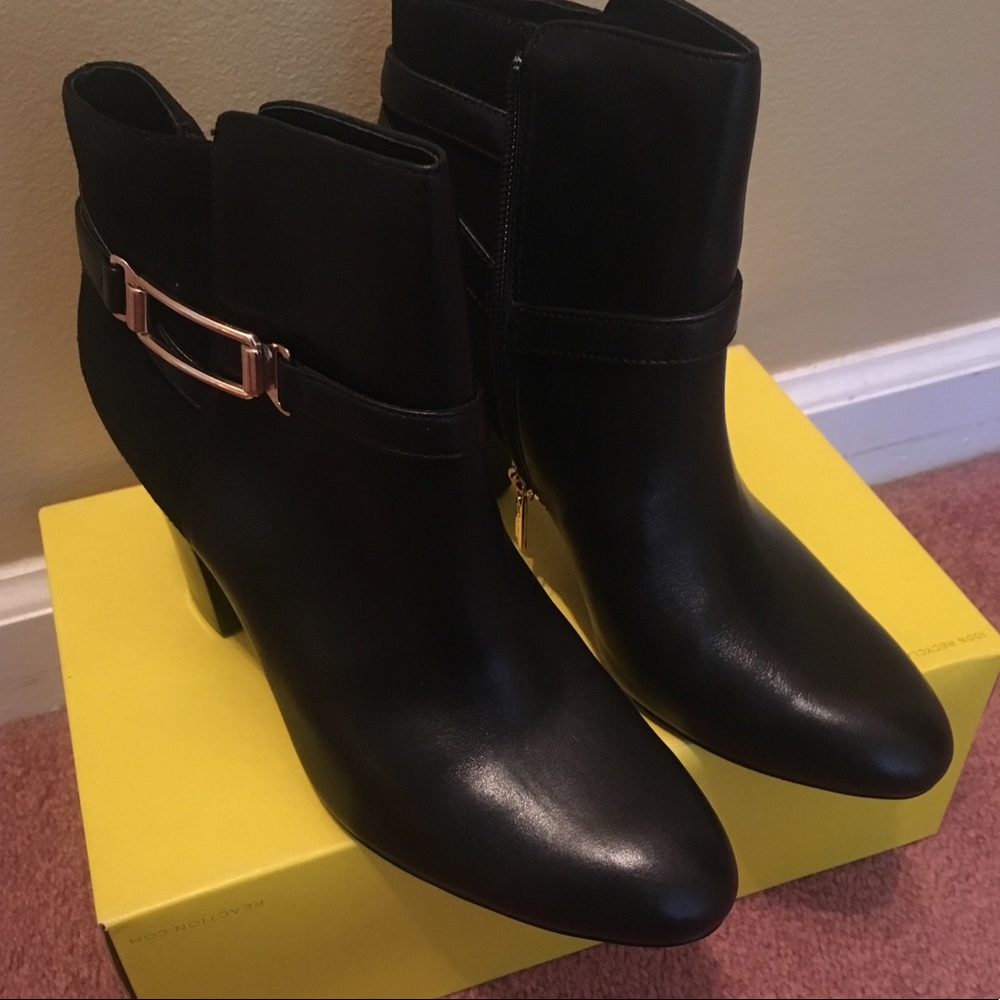 Isola black leather women's heeled boots