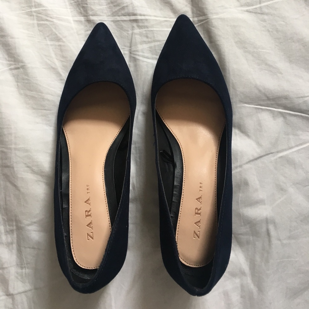 Zara Navy Block Heel
