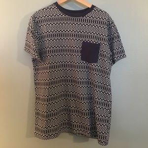 Men's Printed Blue/White Crewneck Tshirt