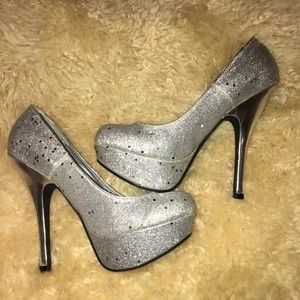 Silver Sparkly high heels