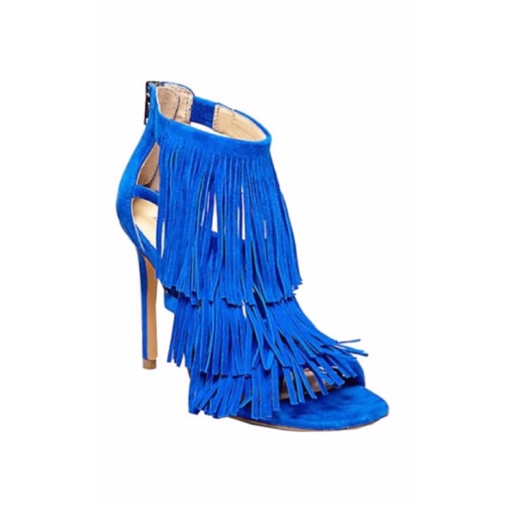 Colbalt blue Steve Madden fringe heels