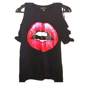 Forever 21 studded collar off the shoulder shirt