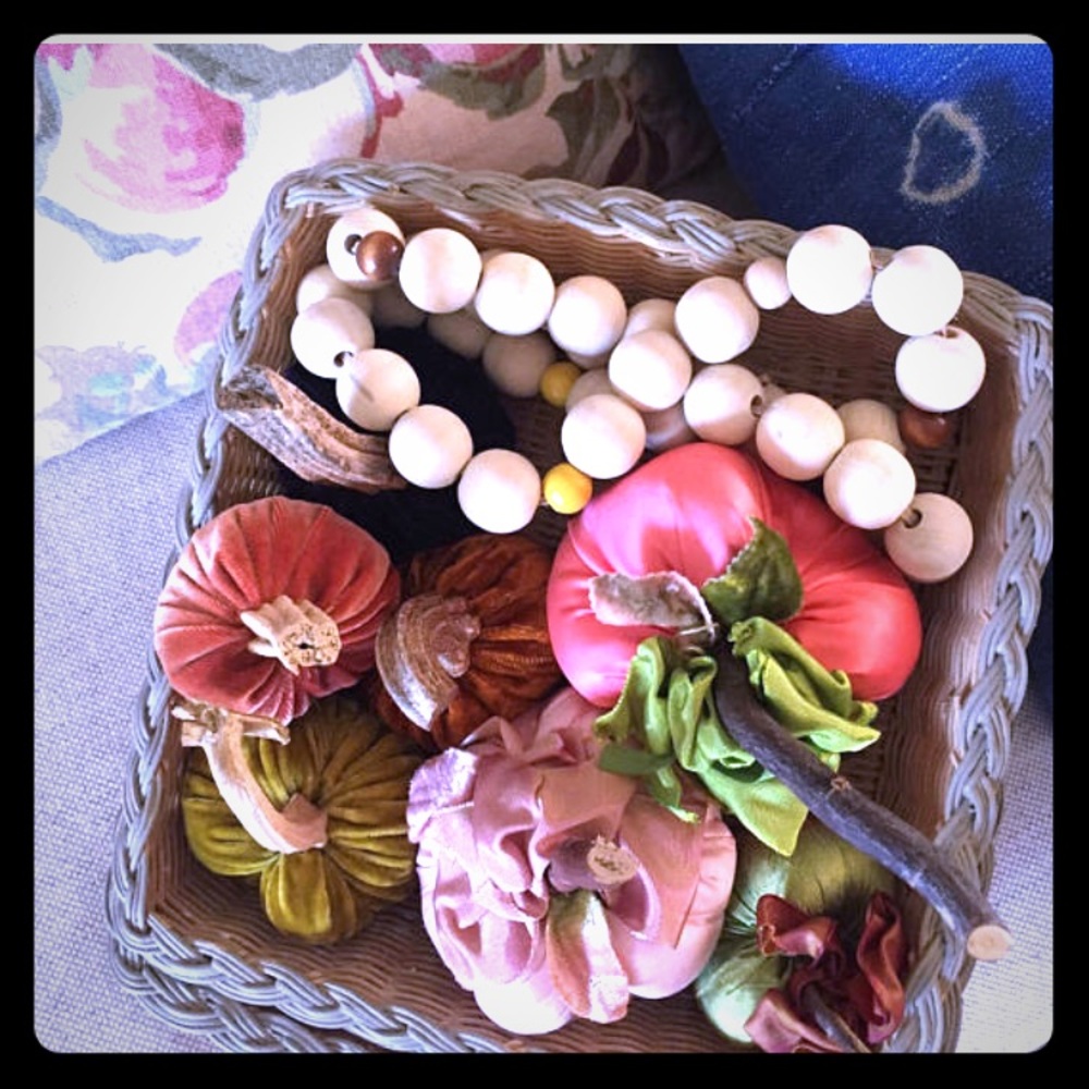 Fall Decor Vintage Hand Painted Woven Baskets