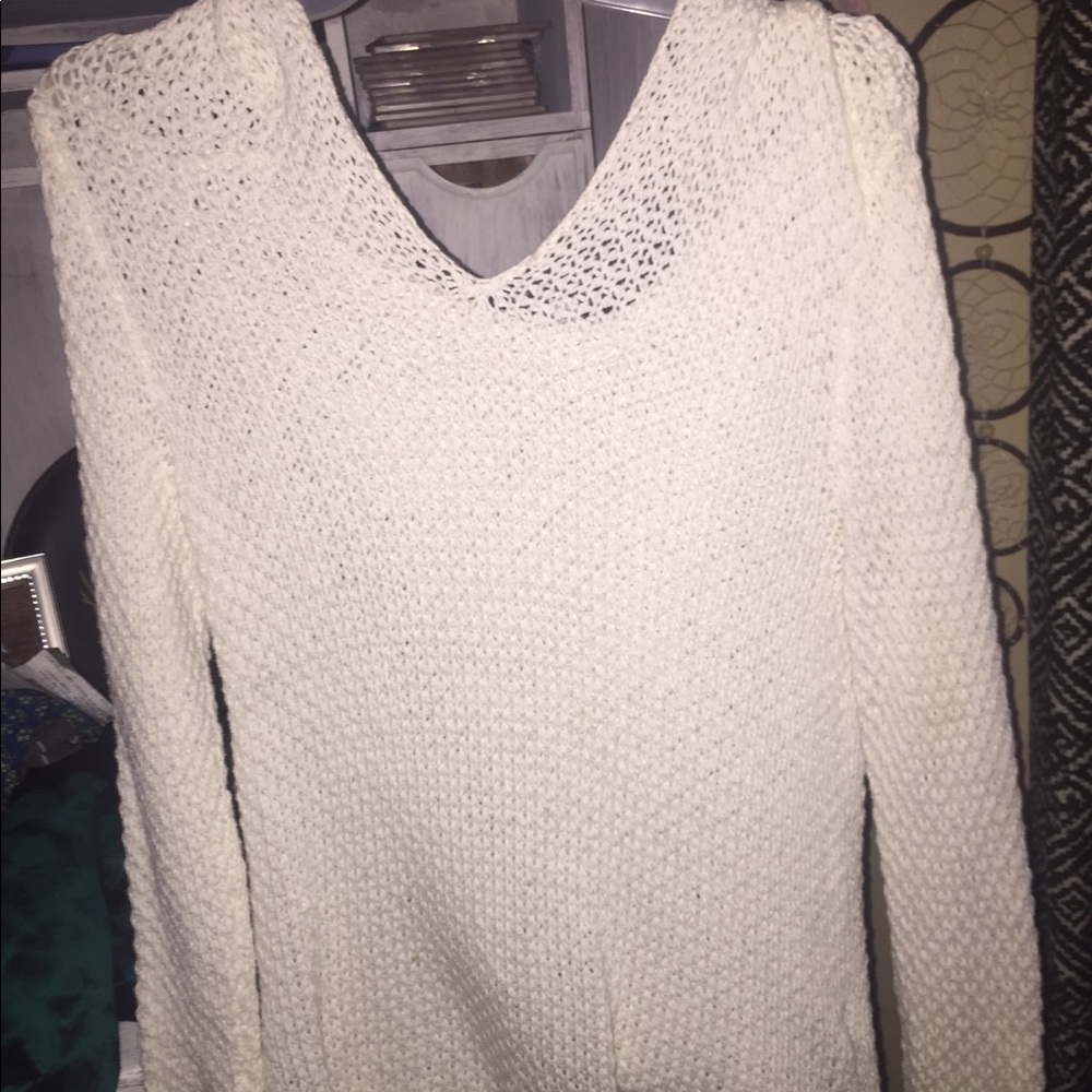 White long sleeve with holes and hooded