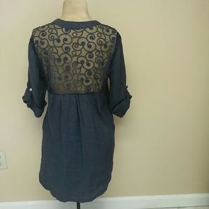 Linen and lace Tempo Paris button down shirt