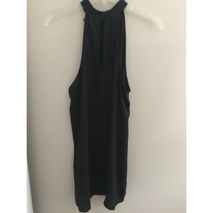 High neck black slip dress
