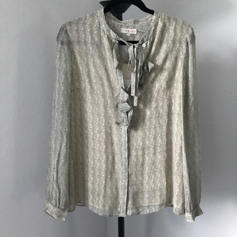 Tory Burch silk blouse - black & white - size 10