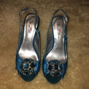 Teal blue high heels