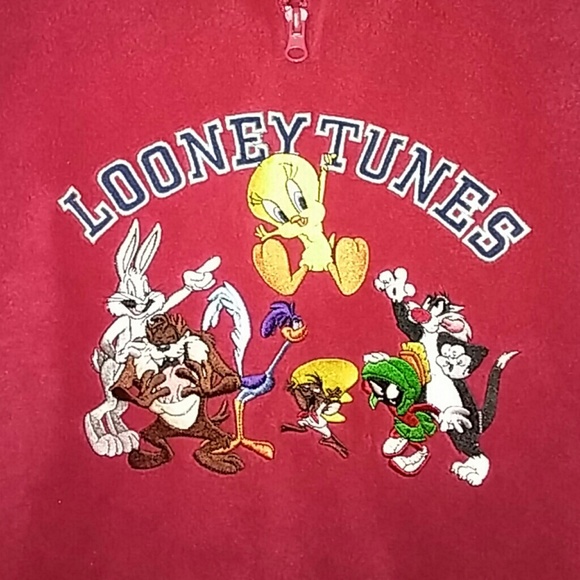 WB Looney Tunes Red Fleece Jacket, L #0103 - Picture 2 of 4
