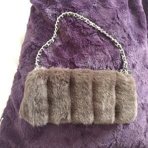 Express faux fur mini purse