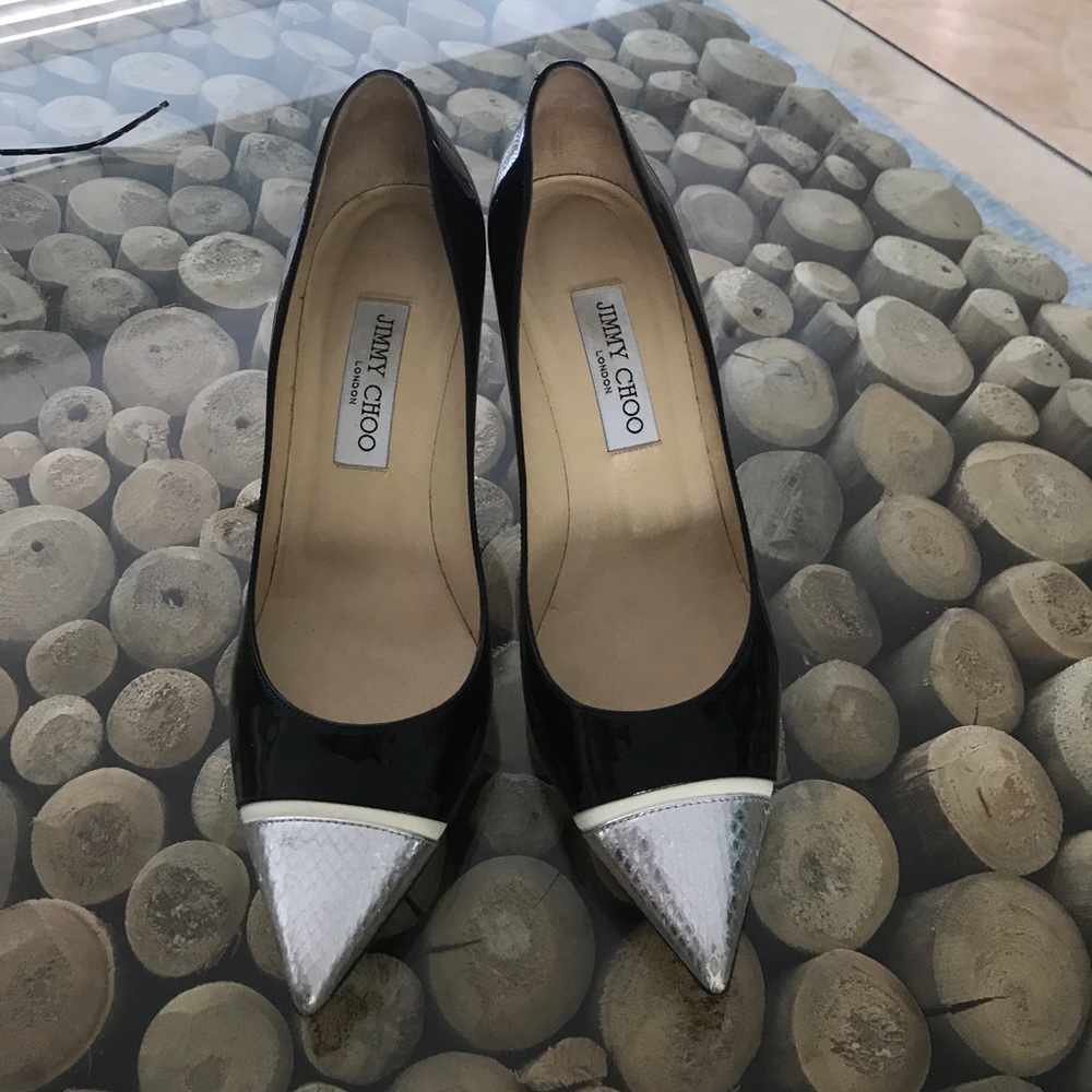 Jimmy choo black and silver pump